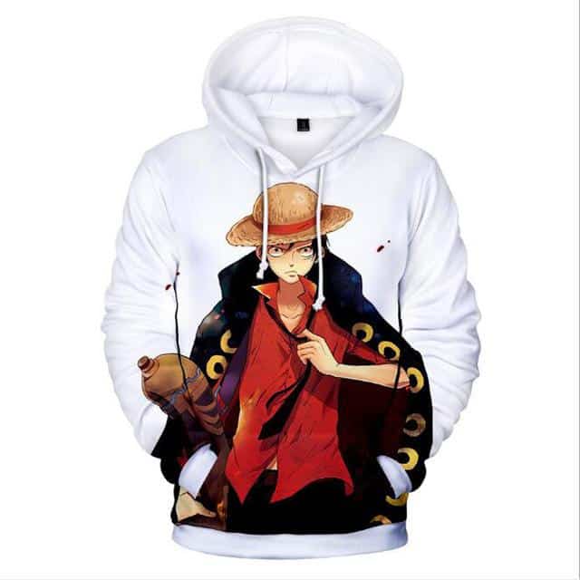 JOAYIN Enfant Sweat /à Capuche Anime One Piece Sweat-Shirt Luffy Pirate Adventure Pull 3D Dr/ôle Color/é pour Gar/çon et Fille